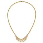 14k Polished and Textured Double Strand Multi Dangle 17 inch Necklace