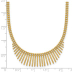 14k Polished and Textured Double Strand Multi Dangle 17 inch Necklace
