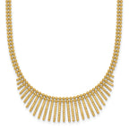 14k Polished and Textured Double Strand Multi Dangle 17 inch Necklace