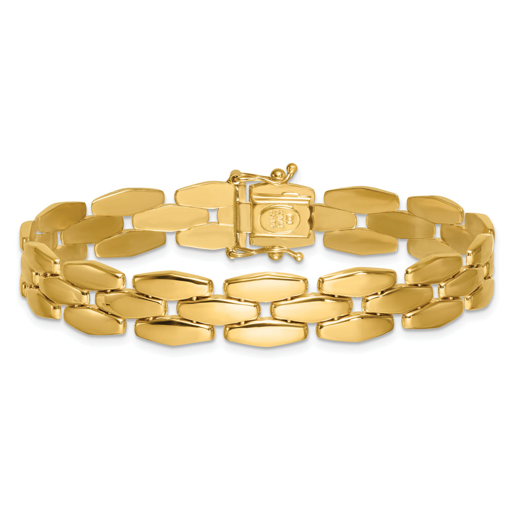 14k Polished 10.8mm Fancy Link 7.5 inch Bracelet
