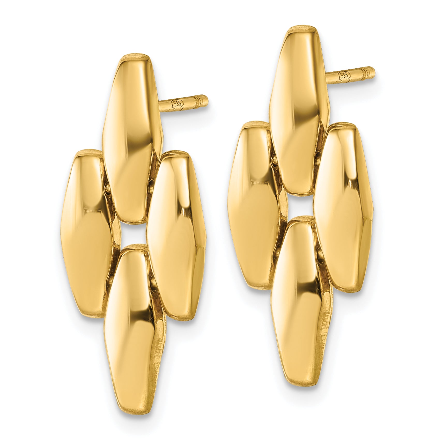 14K Polished Fancy Link Geometric Dangle Post Earrings Secondary image