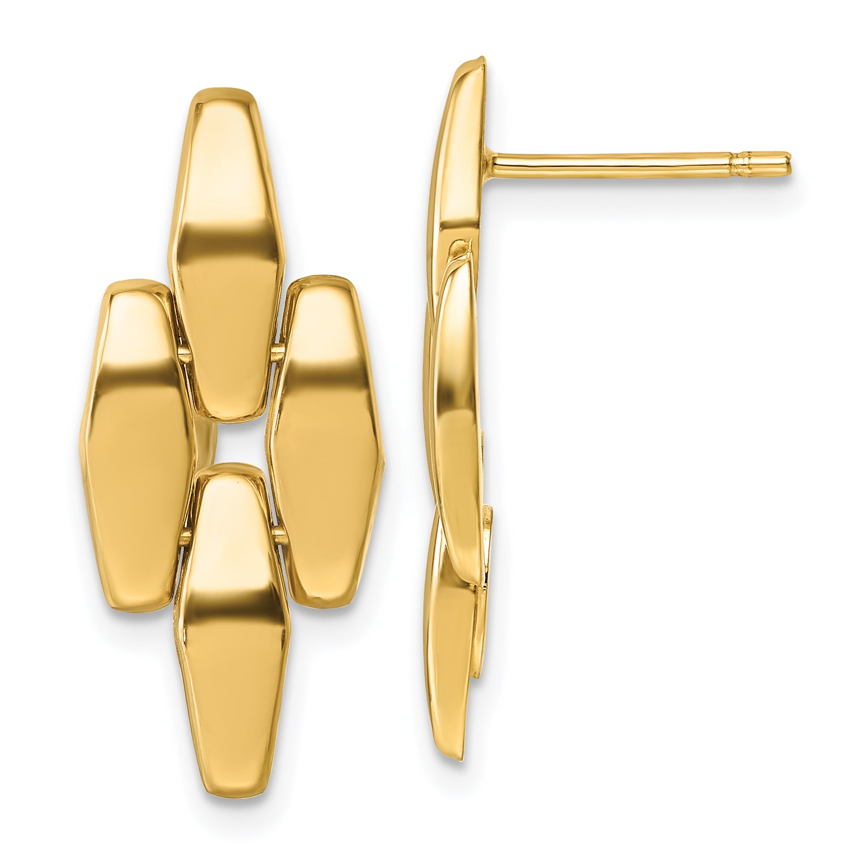 14K Polished Fancy Link Geometric Dangle Post Earrings Main image