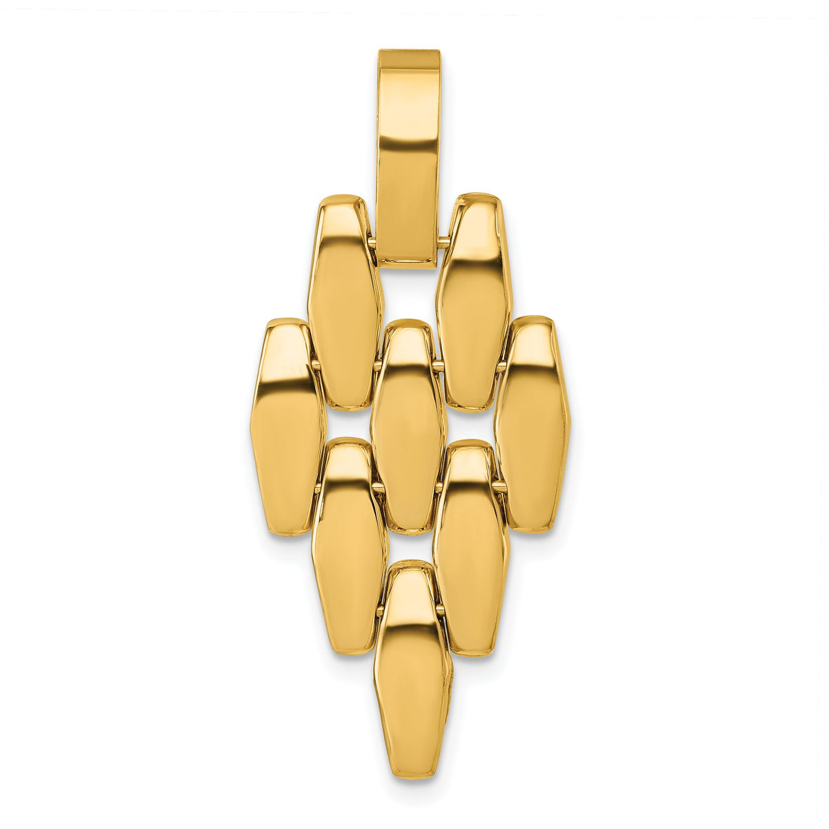 Fancy Link Geometric Dangle Pendant in 14K Yellow Gold, 36mm Moveable - Sophia Jewelers Main image