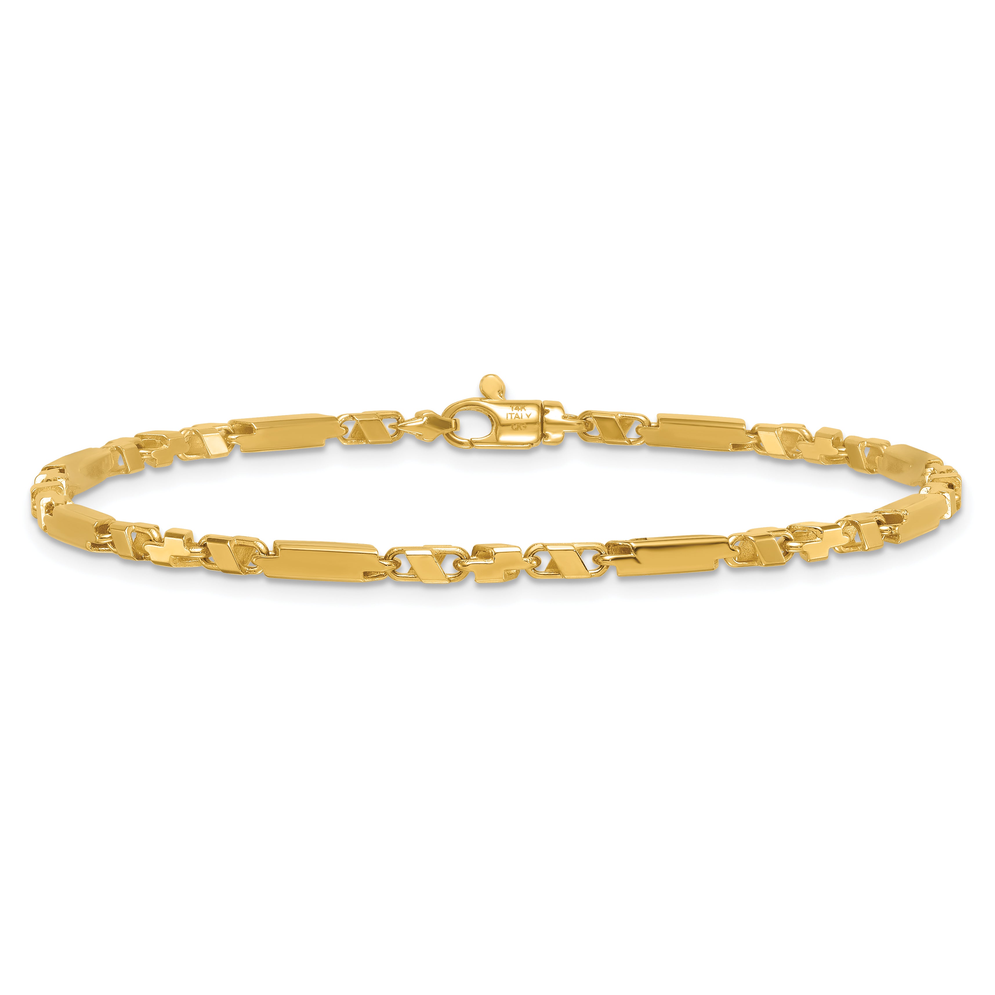 14k Polished Fancy Bar Link 8 inch Bracelet