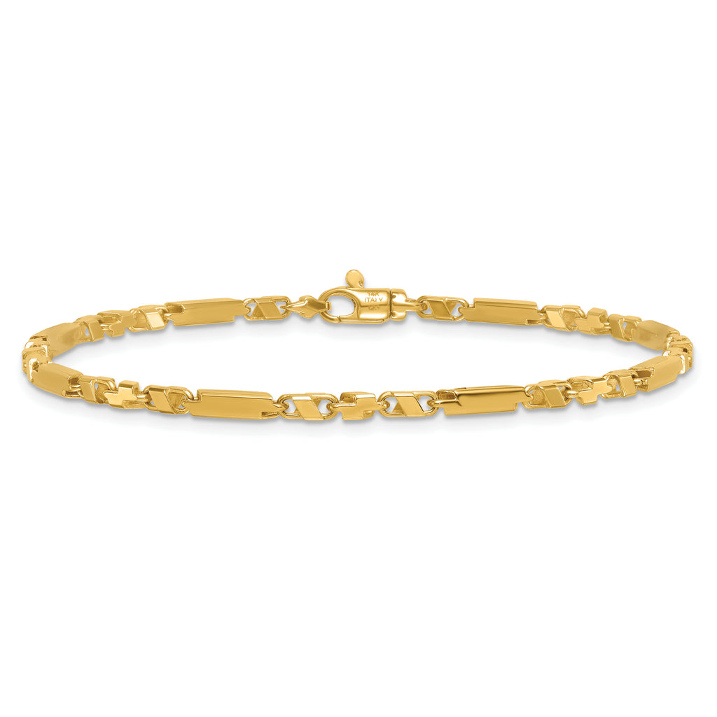 14k Polished Fancy Bar Link 8 inch Bracelet
