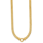 14k Polished Flat Curb Link with Center Circle Element 18 inch Necklace