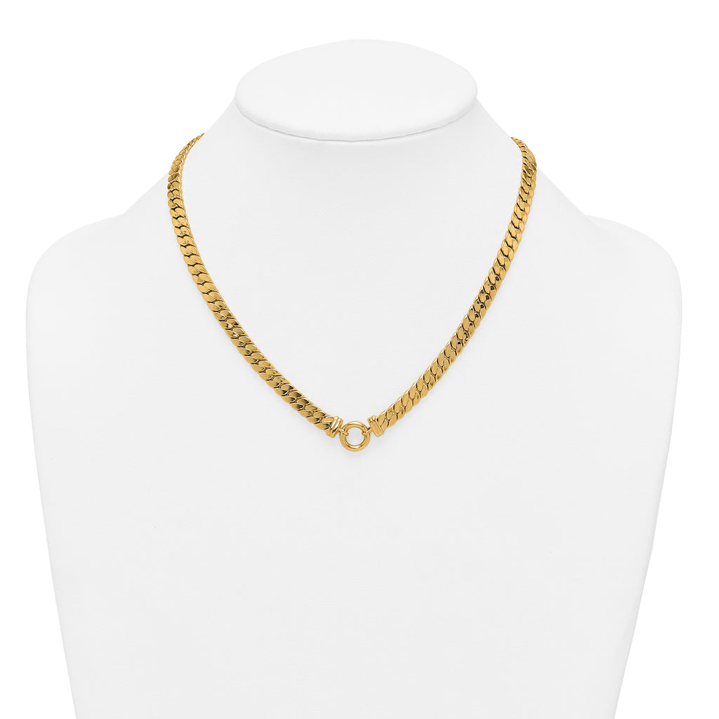 14k Polished Flat Curb Link with Center Circle Element 18 inch Necklace
