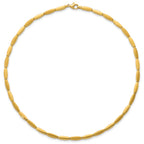 14k Brushed and Polished 4mm Fancy Oval Bar Link 16.75 inch Necklace