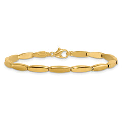 14k Brushed and Polished 4mm Fancy Oval Bar Link 7.5 inch Bracelet