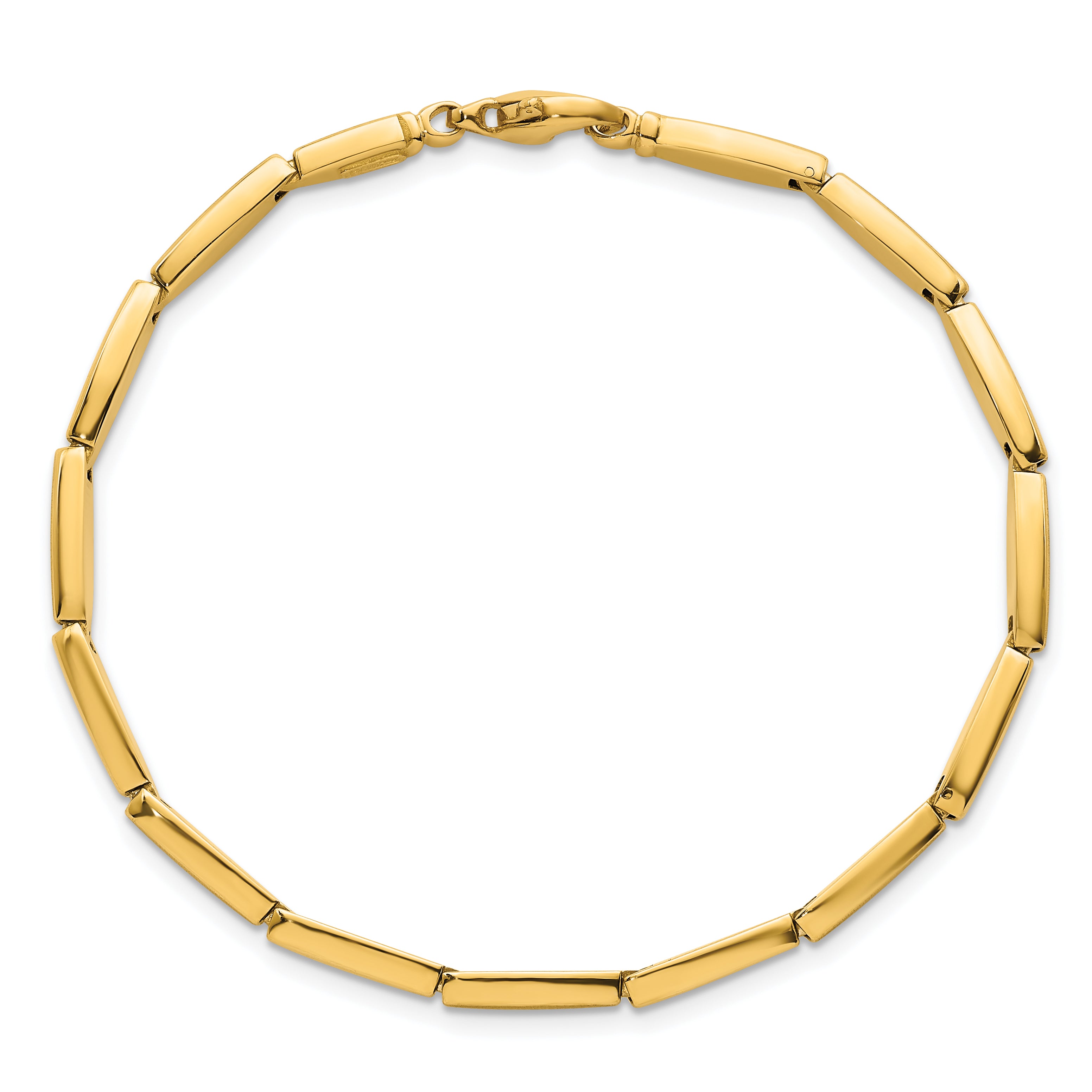 14k Brushed and Polished 4mm Fancy Oval Bar Link 7.5 inch Bracelet