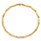 14k Brushed and Polished 4mm Fancy Oval Bar Link 7.5 inch Bracelet
