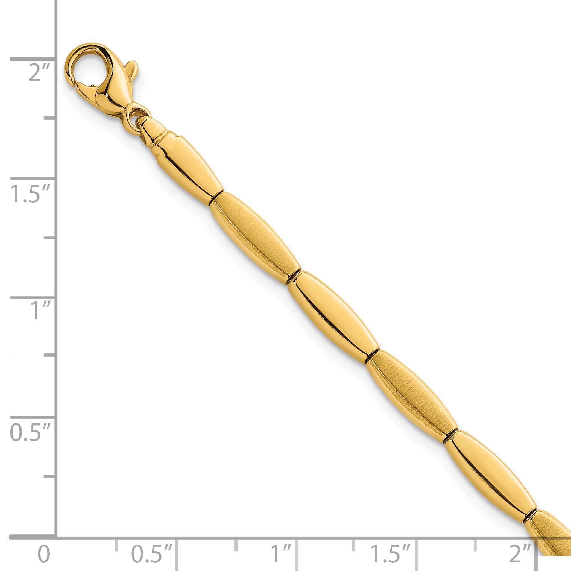 14k Brushed and Polished 4mm Fancy Oval Bar Link 7.5 inch Bracelet