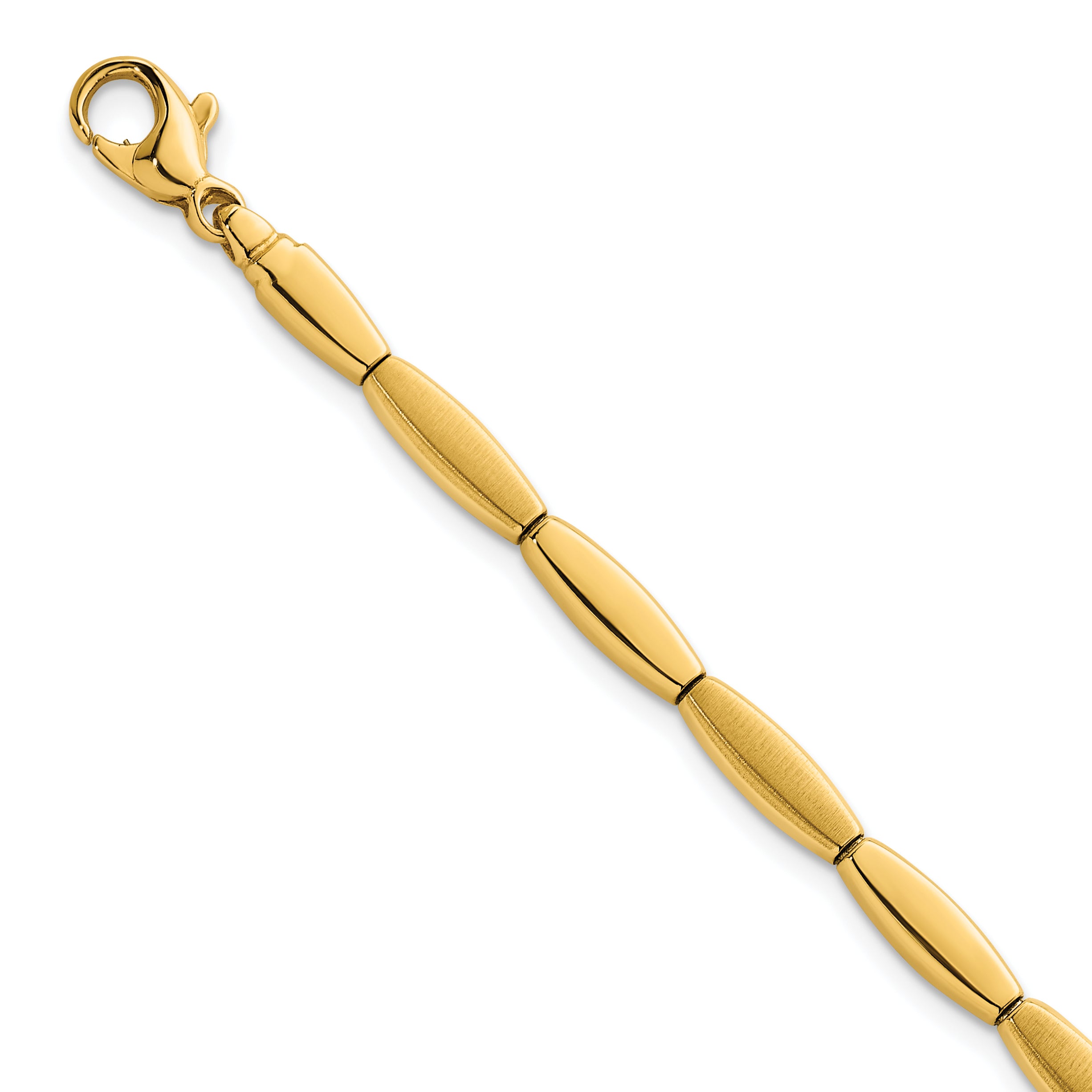 14k Brushed and Polished 4mm Fancy Oval Bar Link 7.5 inch Bracelet Main image