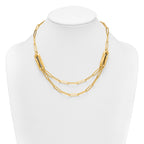 14k Polished And Brushed Double Layer Paperclip Link 18.25 inch Necklace