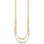 14K Polished and Textured Woven Double Strand with Oval Links 17.5 inch Necklace