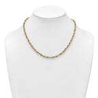14k with White Rhodium Polished 4.2mm Fancy Rope Chain 18 inch Necklace