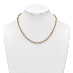 14k with White Rhodium Polished 4.2mm Fancy Rope Chain 18 inch Necklace