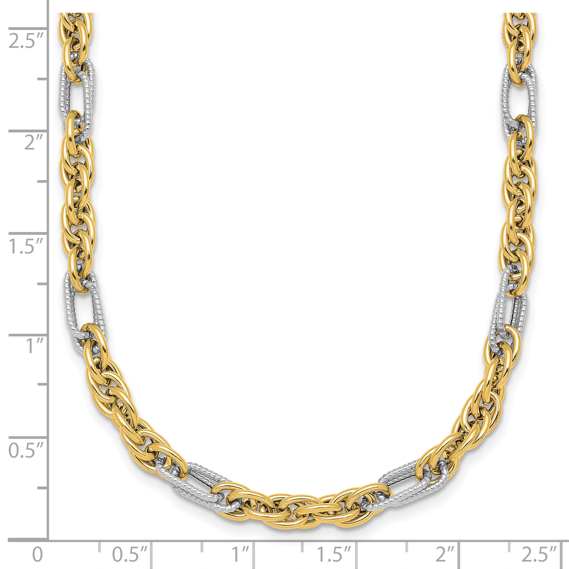 14k with White Rhodium Polished 4.2mm Fancy Rope Chain 18 inch Necklace