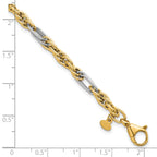 14k with White Rhodium Polished 4.2mm Fancy Rope Chain 7.5 inch Bracelet