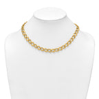14k Brushed and Polished 9mm Fancy Curb Link 17 inch Necklace