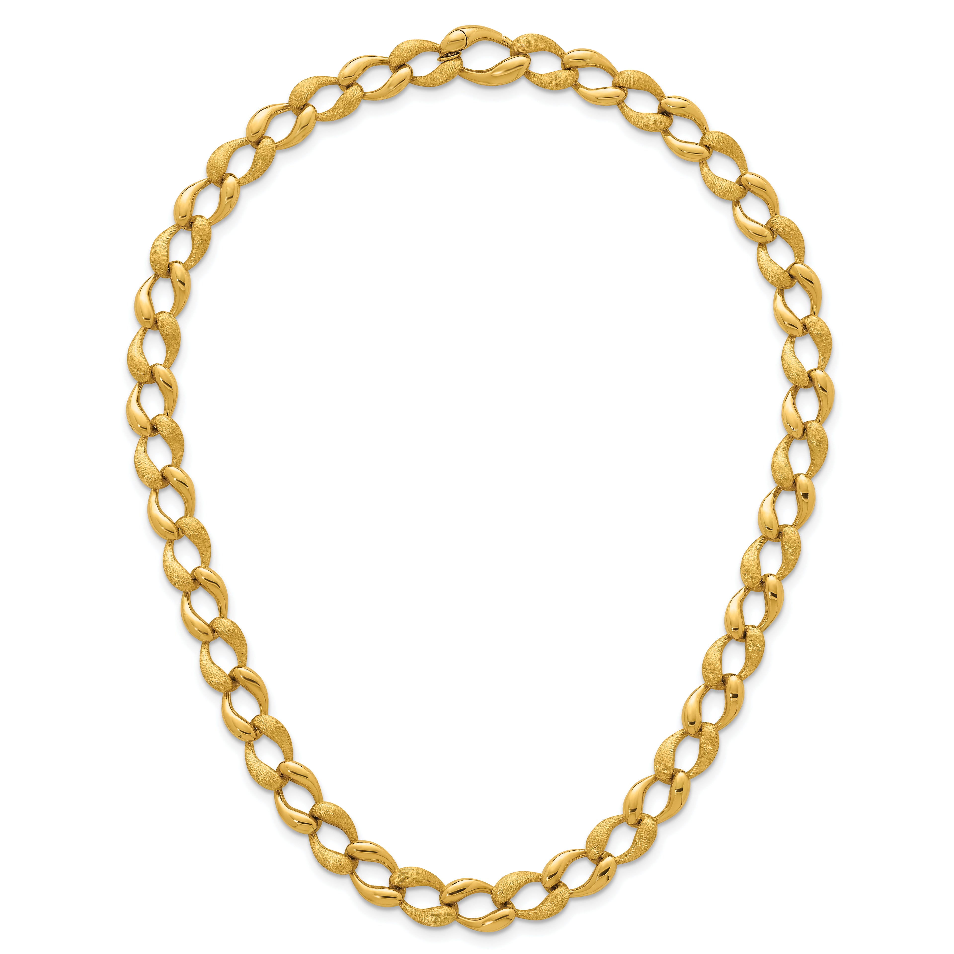 14k Brushed and Polished 9mm Fancy Curb Link 17 inch Necklace