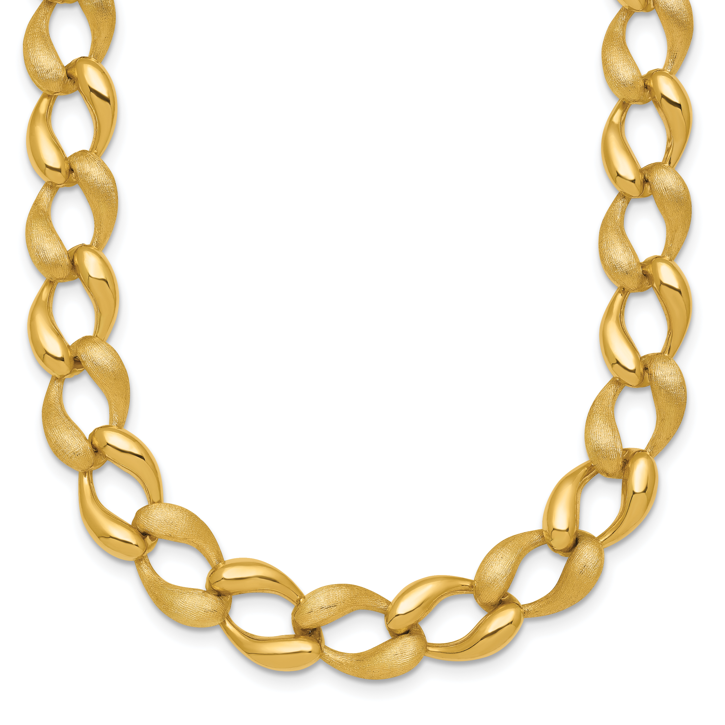 14k Brushed and Polished 9mm Fancy Curb Link 17 inch Necklace
