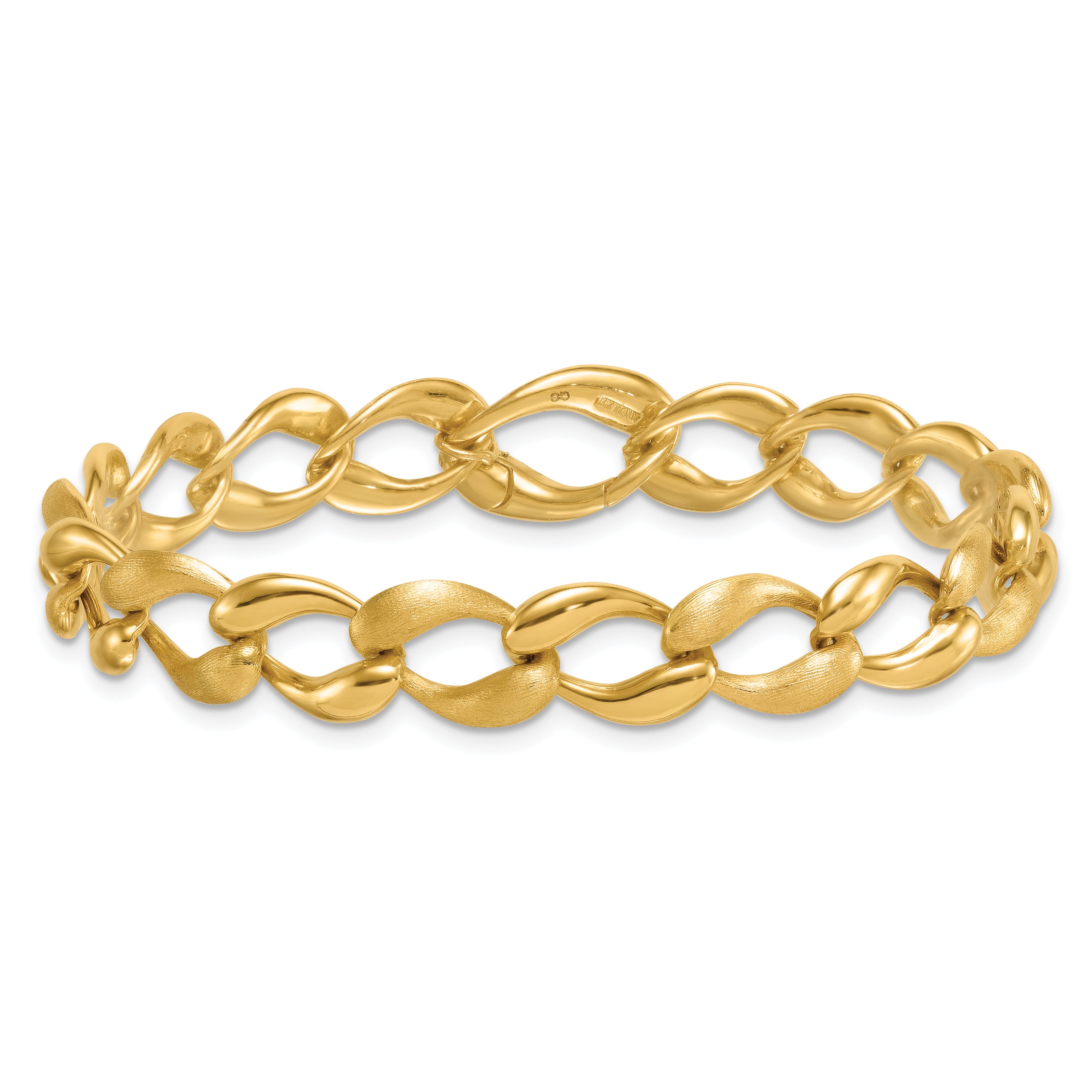 14k Brushed and Polished 9mm Fancy Curb Link 7 inch Bracelet