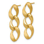 14k Brushed and Polished 8.8mm Fancy Link Dangle Post Earrings
