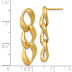 14k Brushed and Polished 8.8mm Fancy Link Dangle Post Earrings