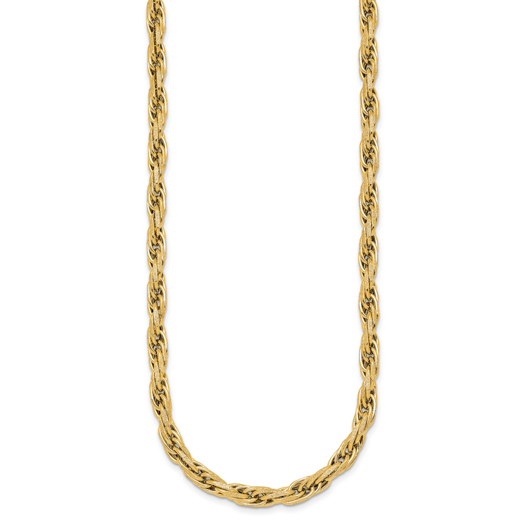 14k Polished And Textured 4.5mm Flat Rope Chain 18.25 inch Necklace