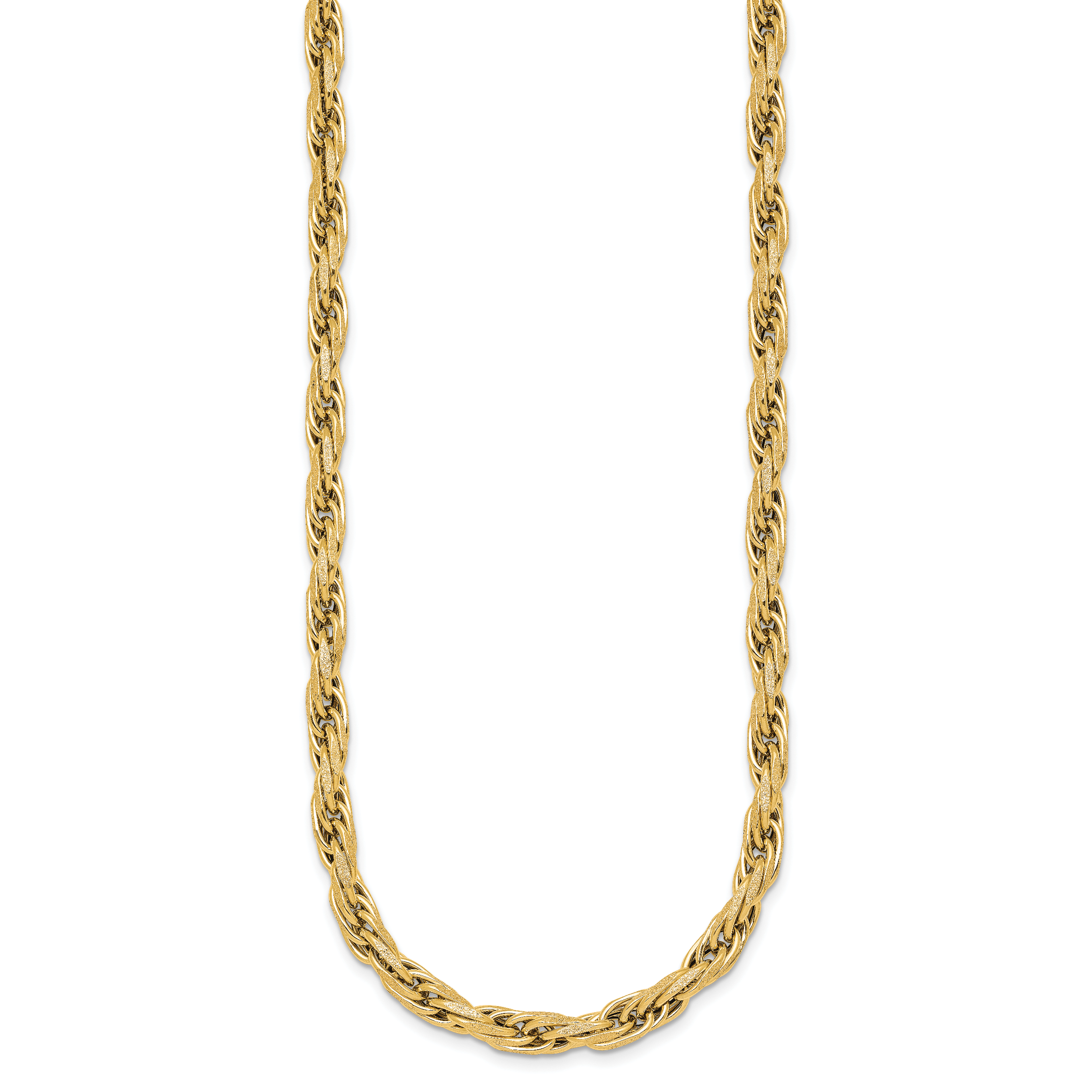 14k Polished And Textured 4.5mm Flat Rope Chain 18.25 inch Necklace