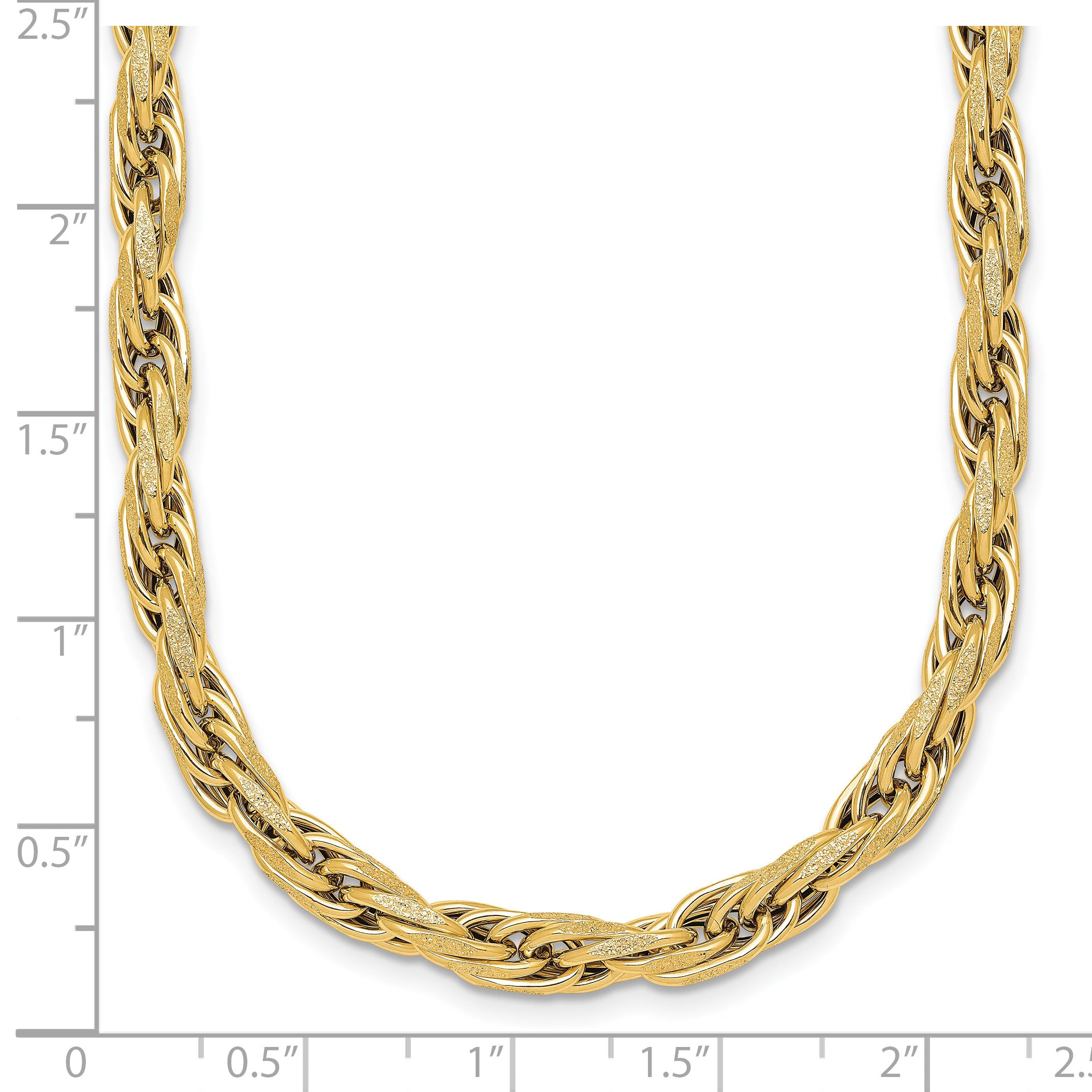 14k Polished And Textured 4.5mm Flat Rope Chain 18.25 inch Necklace