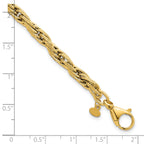 14k Polished And Textured 4.5mm Flat Rope Chain 7.5 inch Bracelet
