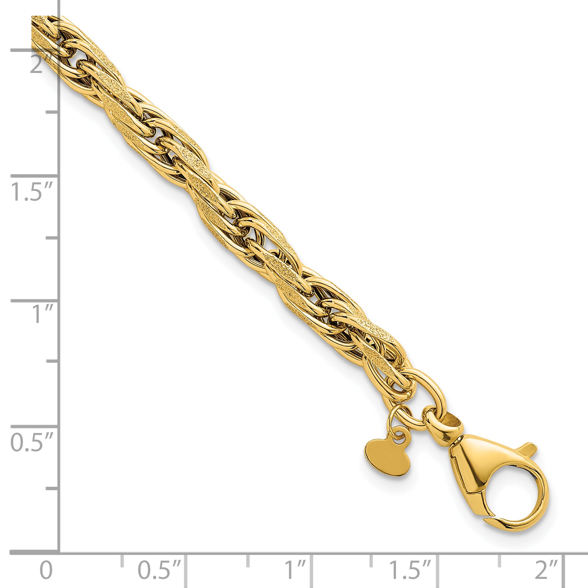 14k Polished And Textured 4.5mm Flat Rope Chain 7.5 inch Bracelet