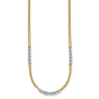 14K Two-Tone Polished 4.8mm Fancy Oval Link and Double Strand Chain 17 inch Necklace Plus 2 inch Extender