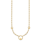 14k Polished Circle in Circle and Paper Clip Links 3-Station 16.75 inch Necklace
