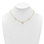 14k Polished Circle in Circle and Paper Clip Links 3-Station 16.75 inch Necklace