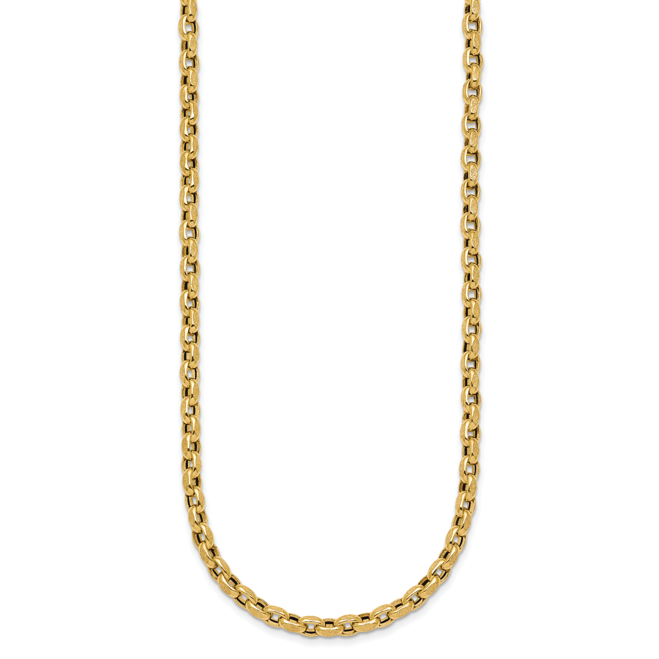 14k Polished 4mm Fancy Textured Rolo Link 17.25 inch Necklace