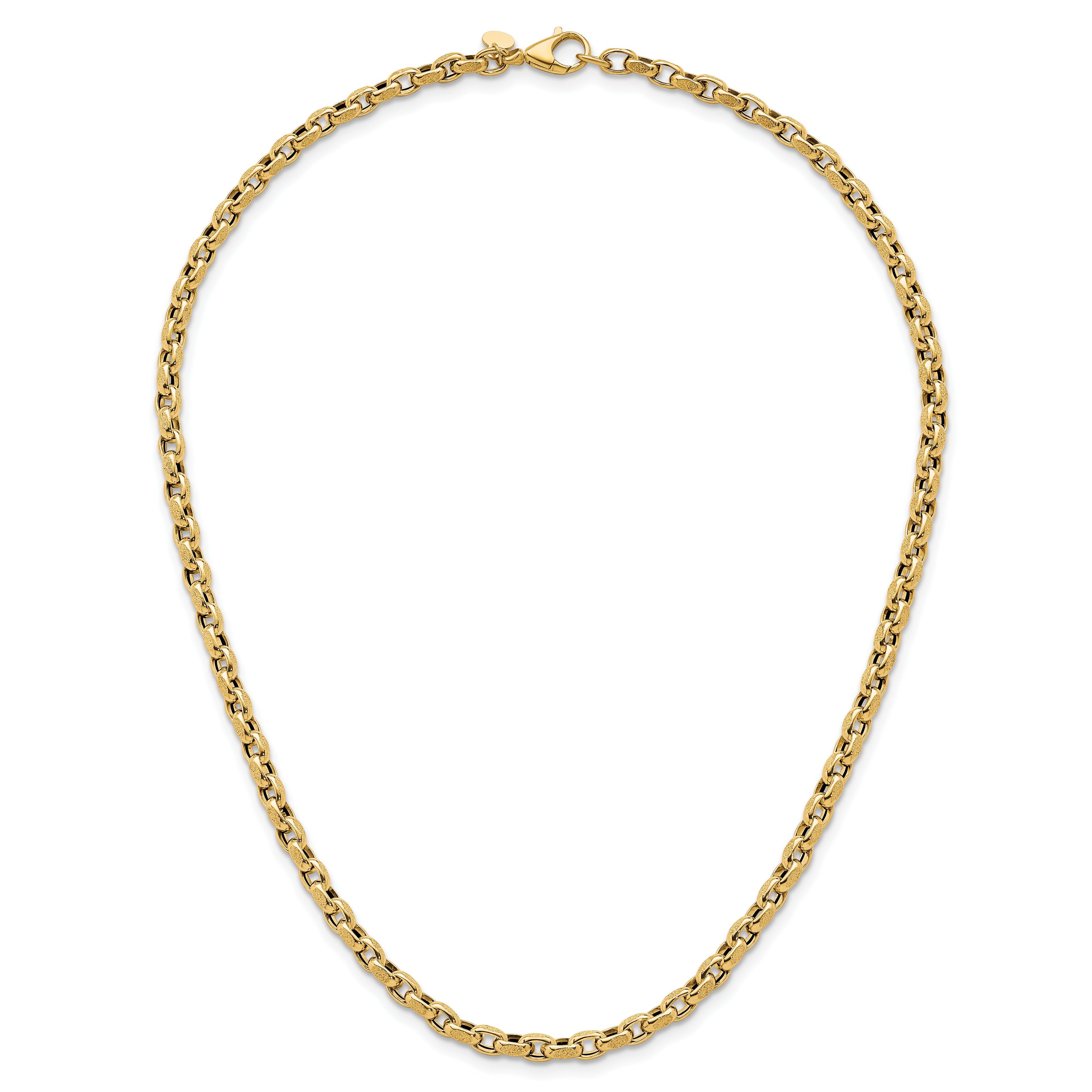 14k Polished 4mm Fancy Textured Rolo Link 17.25 inch Necklace