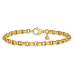 14k Polished 3.8mm Fancy Textured Rolo Link 7.75 inch Bracelet