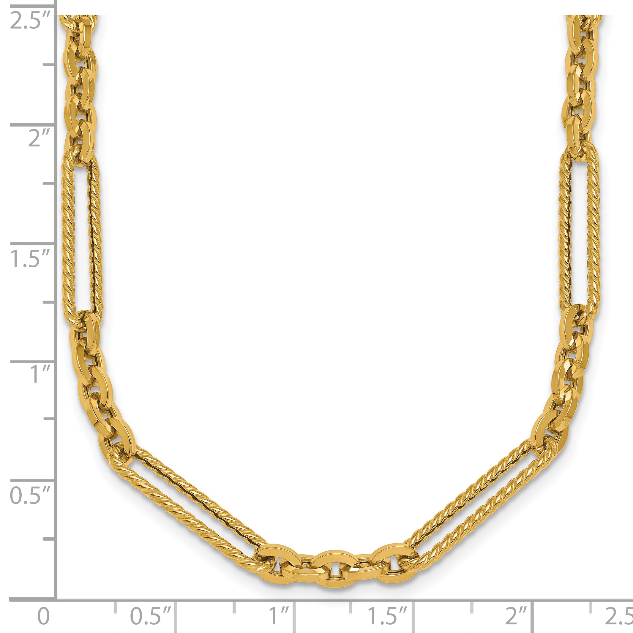 14K Polished and Textured Fancy Link with Toggle 18 inch Necklace