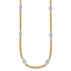 14k Two-tone Polished 6.5mm Fancy Cable Chain and Filigree Oval 18 inch Necklace