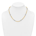 14k Two-tone Polished 6.5mm Fancy Cable Chain and Filigree Oval 18 inch Necklace