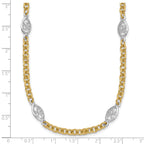 14k Two-tone Polished 6.5mm Fancy Cable Chain and Filigree Oval 18 inch Necklace