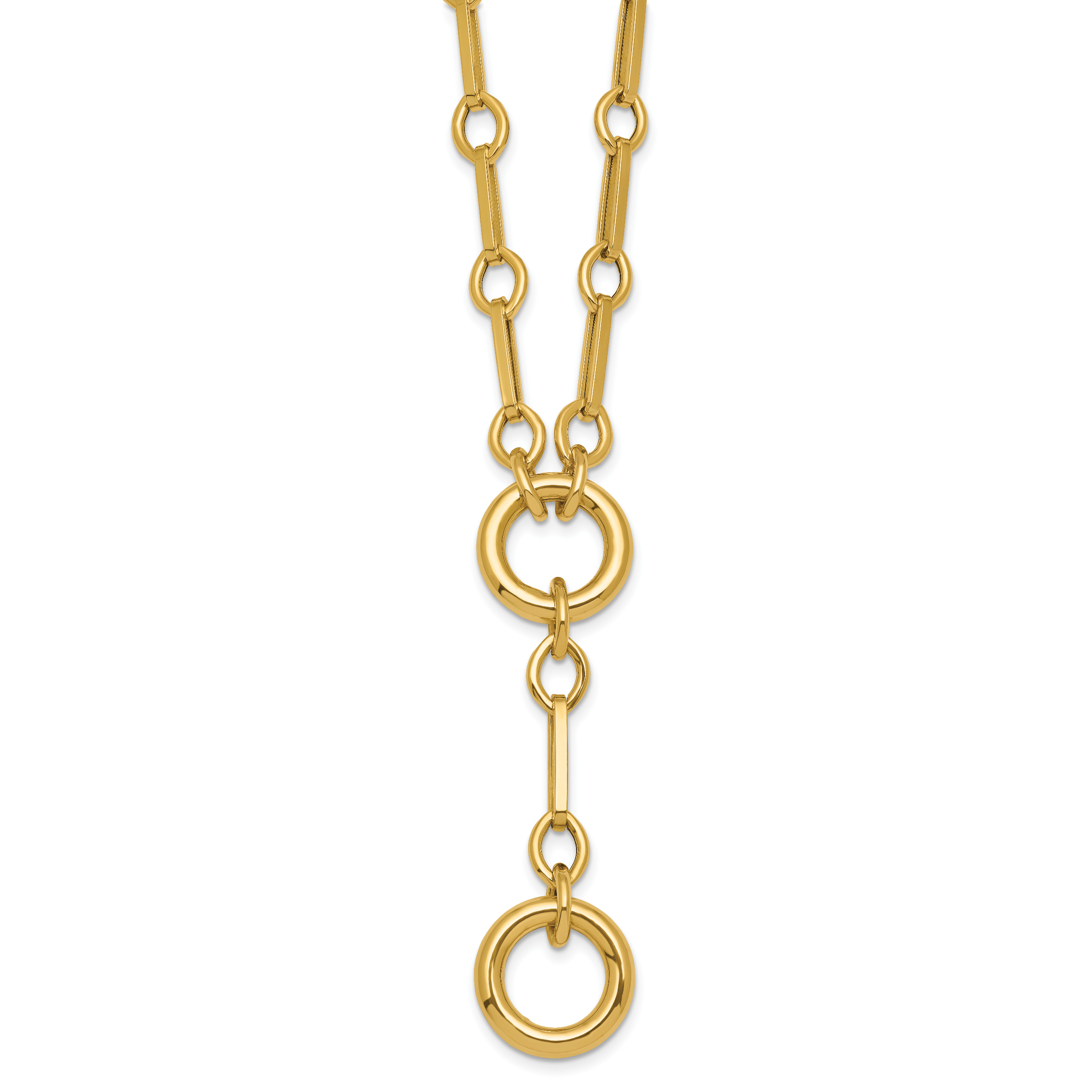 14k Polished Fancy Long Link with Circles 17.5 inch Y-Drop Necklace Secondary image