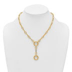 14k Polished Fancy Long Link with Circles 17.5 inch Y-Drop Necklace