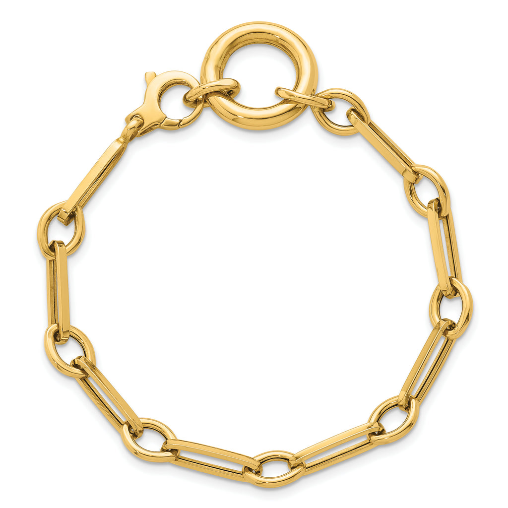 14k Polished Fancy Long Link with Circle 7.75 inch Bracelet