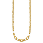 14K Polished Fancy Oval and Twisted Link 18 inch Paperclip Necklace