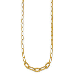 14K Polished Fancy Oval and Twisted Link 18 inch Paperclip Necklace