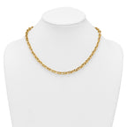 14k Polished And Brushed 6.5mm Fancy Cable Chain 18 inch Necklace